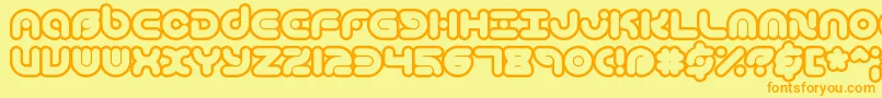 TechniqueOlBrk-Schriftart – Orangefarbene Schriften auf gelbem Hintergrund