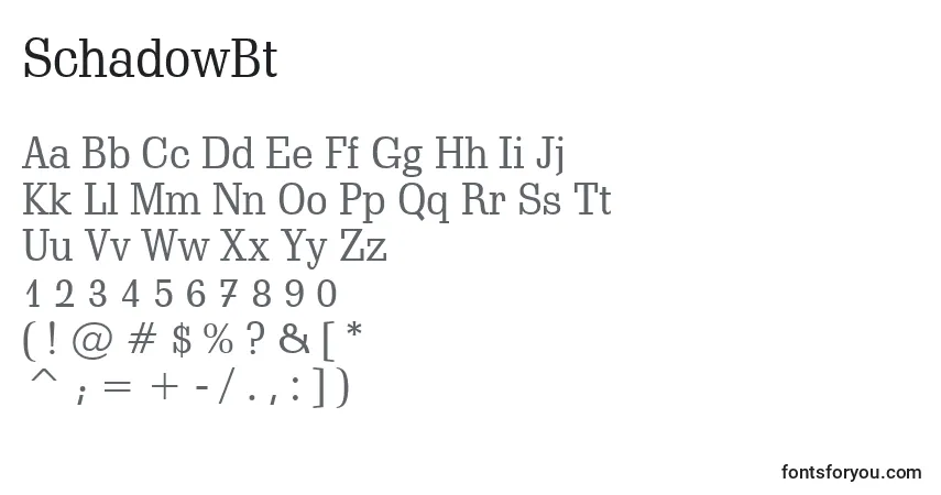 Schriftart SchadowBt – Alphabet, Zahlen, spezielle Symbole