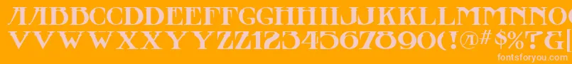 StowawayMf-Schriftart – Rosa Schriften auf orangefarbenem Hintergrund
