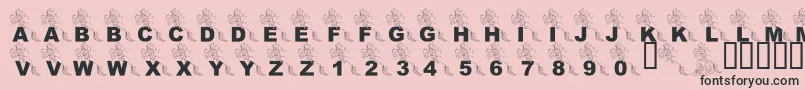 Fonte LmsPartOfTheFontWorld – fontes pretas em um fundo rosa