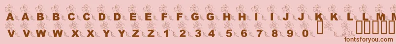 Fonte LmsPartOfTheFontWorld – fontes marrons em um fundo rosa