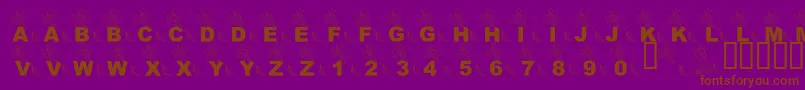 LmsPartOfTheFontWorld-fontti – ruskeat fontit violetilla taustalla