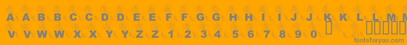LmsPartOfTheFontWorld-Schriftart – Graue Schriften auf orangefarbenem Hintergrund