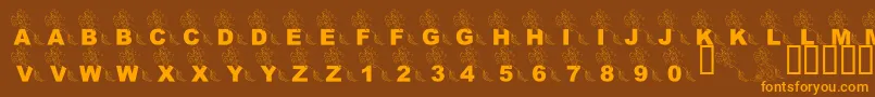 LmsPartOfTheFontWorld Font – Orange Fonts on Brown Background