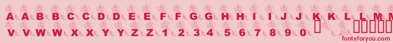 フォントLmsPartOfTheFontWorld – ピンクの背景に赤い文字