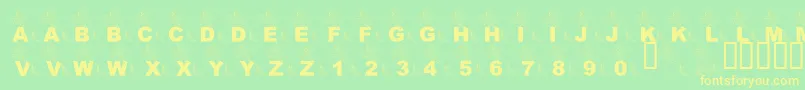 LmsPartOfTheFontWorld-fontti – keltaiset fontit vihreällä taustalla
