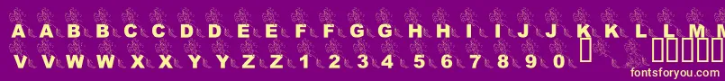 Fonte LmsPartOfTheFontWorld – fontes amarelas em um fundo roxo