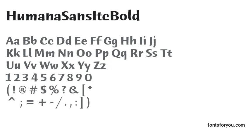 Schriftart HumanaSansItcBold – Alphabet, Zahlen, spezielle Symbole