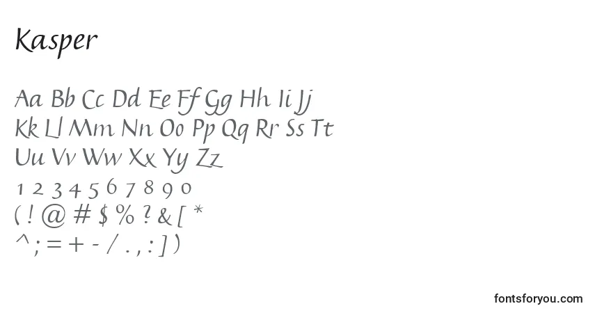 Schriftart Kasper – Alphabet, Zahlen, spezielle Symbole