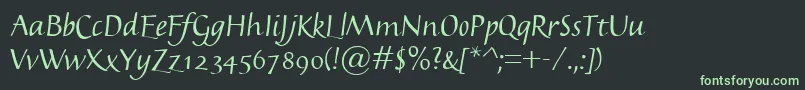 Kasper-fontti – vihreät fontit mustalla taustalla