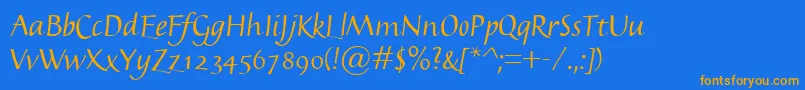 Kasper Font – Orange Fonts on Blue Background