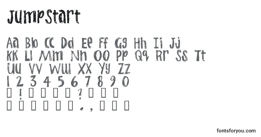 A fonte JumpStart – alfabeto, números, caracteres especiais