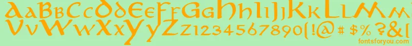 Aniron Font – Orange Fonts on Green Background