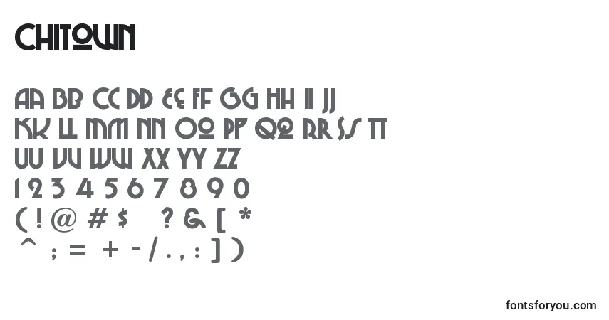 Czcionka ChiTown – alfabet, cyfry, specjalne znaki