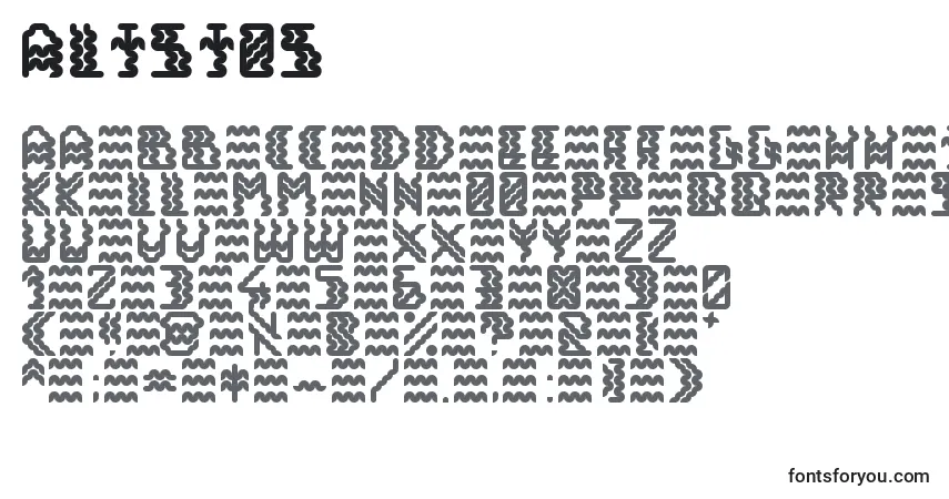 A fonte Alisios – alfabeto, números, caracteres especiais