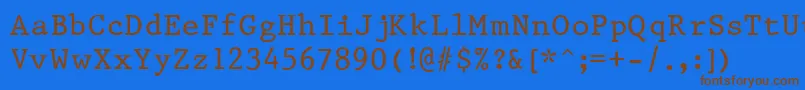 フォントPrest37 – 茶色の文字が青い背景にあります。