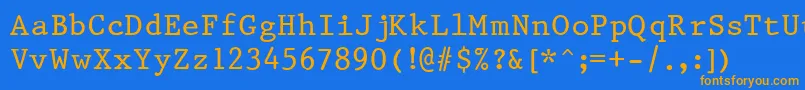 フォントPrest37 – オレンジ色の文字が青い背景にあります。