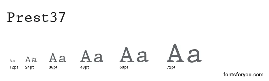 Размеры шрифта Prest37