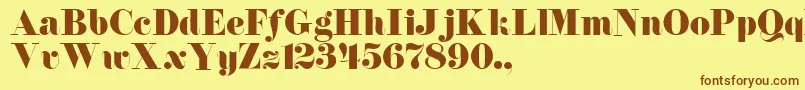 フォントTqfFlorentine – 茶色の文字が黄色の背景にあります。