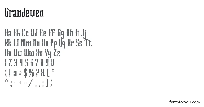 Шрифт Grandeven – алфавит, цифры, специальные символы