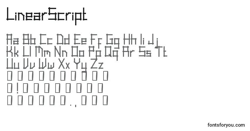 Schriftart LinearScript – Alphabet, Zahlen, spezielle Symbole