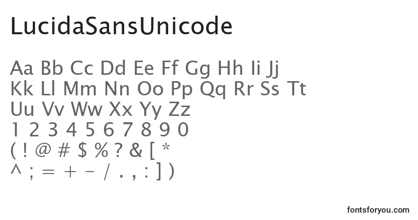 A fonte LucidaSansUnicode – alfabeto, números, caracteres especiais