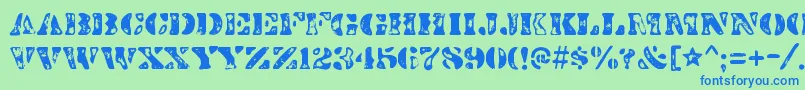 DirtybakersdozenscorchRegular-Schriftart – Blaue Schriften auf grünem Hintergrund