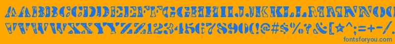 DirtybakersdozenscorchRegular-Schriftart – Blaue Schriften auf orangefarbenem Hintergrund