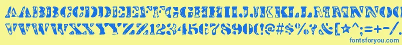 DirtybakersdozenscorchRegular-Schriftart – Blaue Schriften auf gelbem Hintergrund