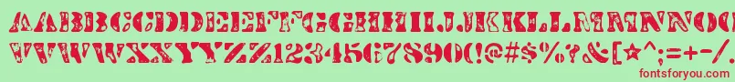 DirtybakersdozenscorchRegular Font – Red Fonts on Green Background