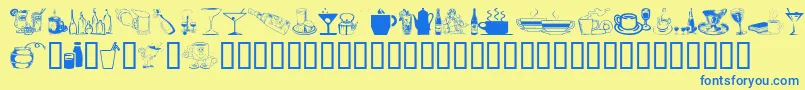 DrinksVarious Font – Blue Fonts on Yellow Background