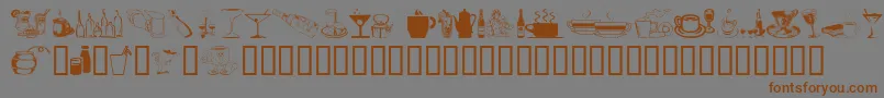 フォントDrinksVarious – 茶色の文字が灰色の背景にあります。