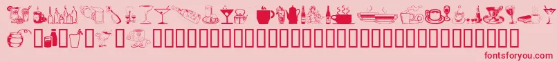 DrinksVarious-Schriftart – Rote Schriften auf rosa Hintergrund
