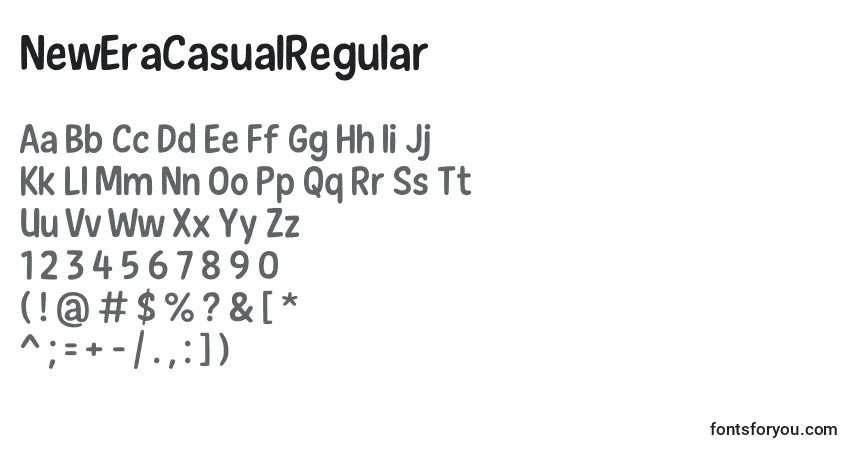 Czcionka NewEraCasualRegular – alfabet, cyfry, specjalne znaki