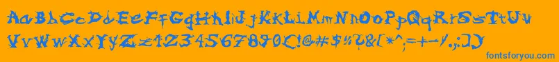 Symbiotic Font – Blue Fonts on Orange Background