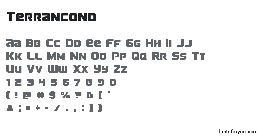 Terrancond-fontti – aakkoset, numerot, erikoismerkit
