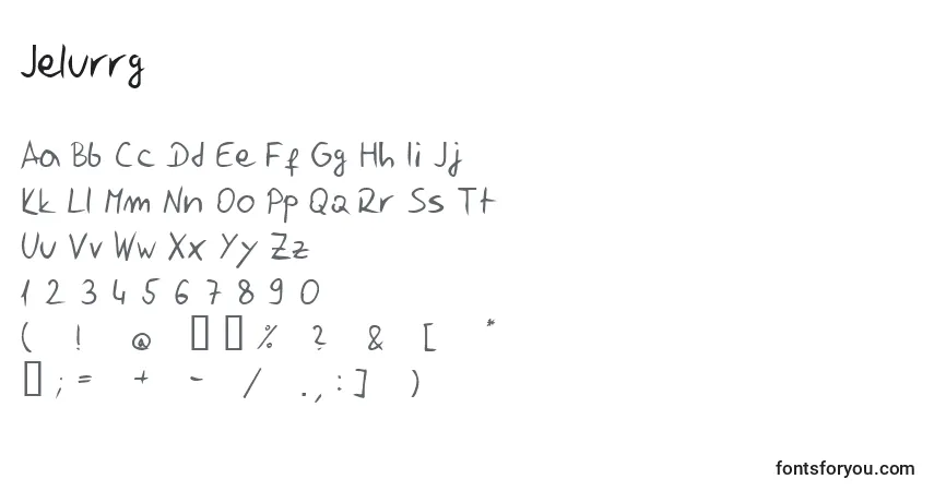 Schriftart Jelurrg – Alphabet, Zahlen, spezielle Symbole
