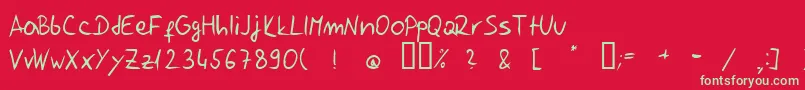 フォントJelurrg – 赤い背景に緑の文字