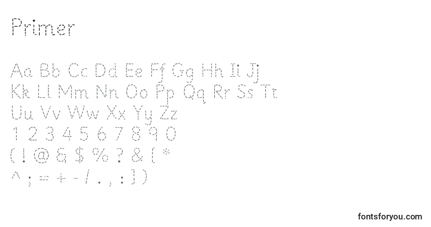Schriftart Primer – Alphabet, Zahlen, spezielle Symbole