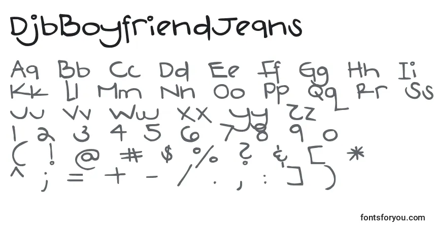 DjbBoyfriendJeansフォント–アルファベット、数字、特殊文字