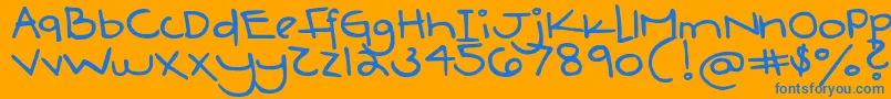 DjbBoyfriendJeans-Schriftart – Blaue Schriften auf orangefarbenem Hintergrund