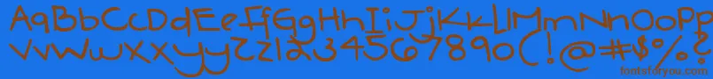 DjbBoyfriendJeans Font – Brown Fonts on Blue Background