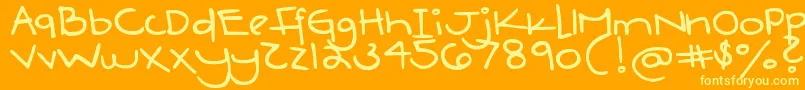 Weitere Informationen zur DjbBoyfriendJeans-Schriftart DjbBoyfriendJeans-Schriftart – Gelbe Schriften auf orangefarbenem Hintergrund