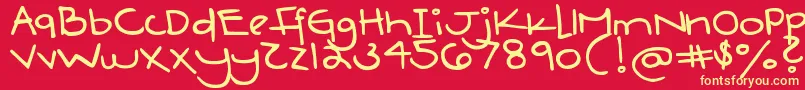 DjbBoyfriendJeans Font – Yellow Fonts on Red Background