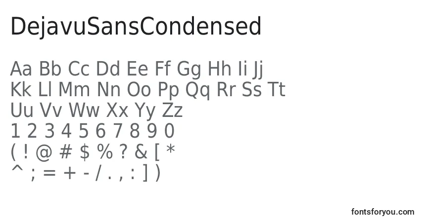 DejavuSansCondensed-fontti – aakkoset, numerot, erikoismerkit