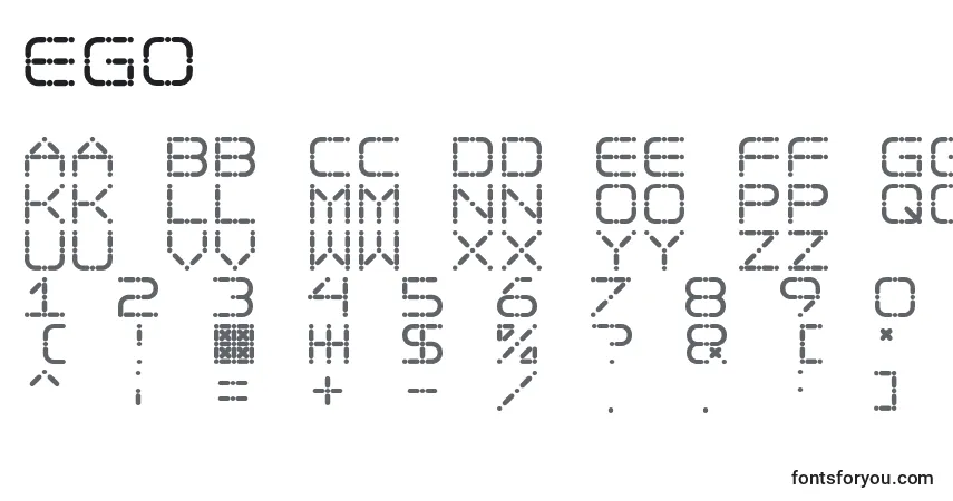 Шрифт Ego – алфавит, цифры, специальные символы