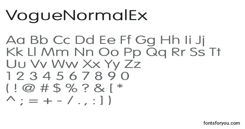 Шрифт VogueNormalEx – алфавит, цифры, специальные символы