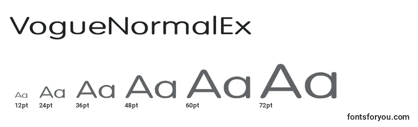 Размеры шрифта VogueNormalEx