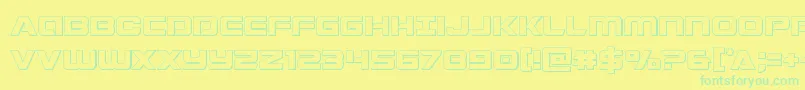 Stardusterout-Schriftart – Grüne Schriften auf gelbem Hintergrund