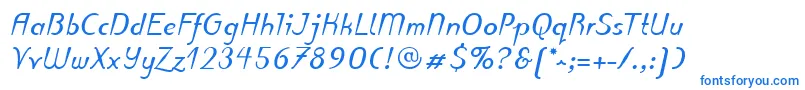 フォントPuritasLtBoldItalic – 白い背景に青い文字